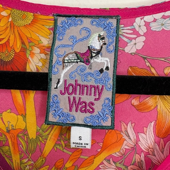 Johnny Was Golden Bouquet Vibrant Pink Floral Bias Maxi Dress Size Small - Picture 3 of 16